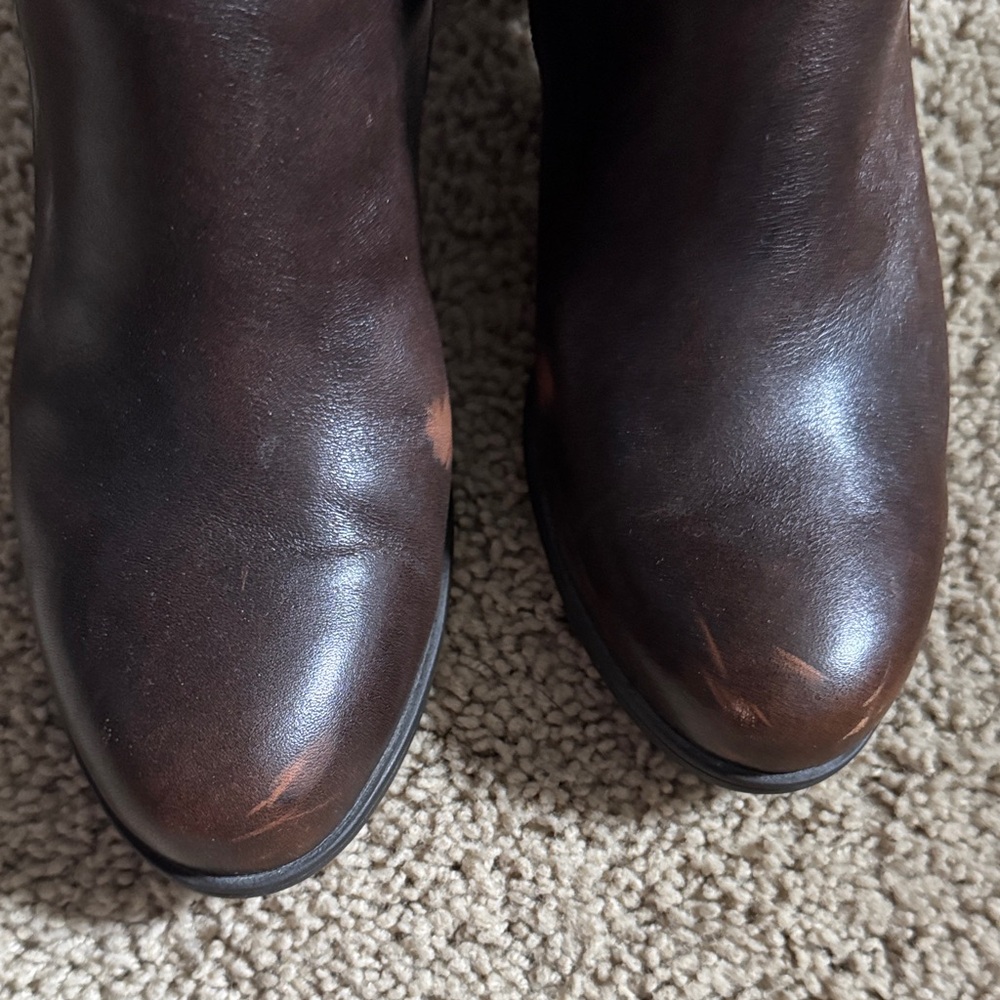 Born Tall Dark Brown Leather Heeled Riding Boots Sz 8 - Picture 6 of 10